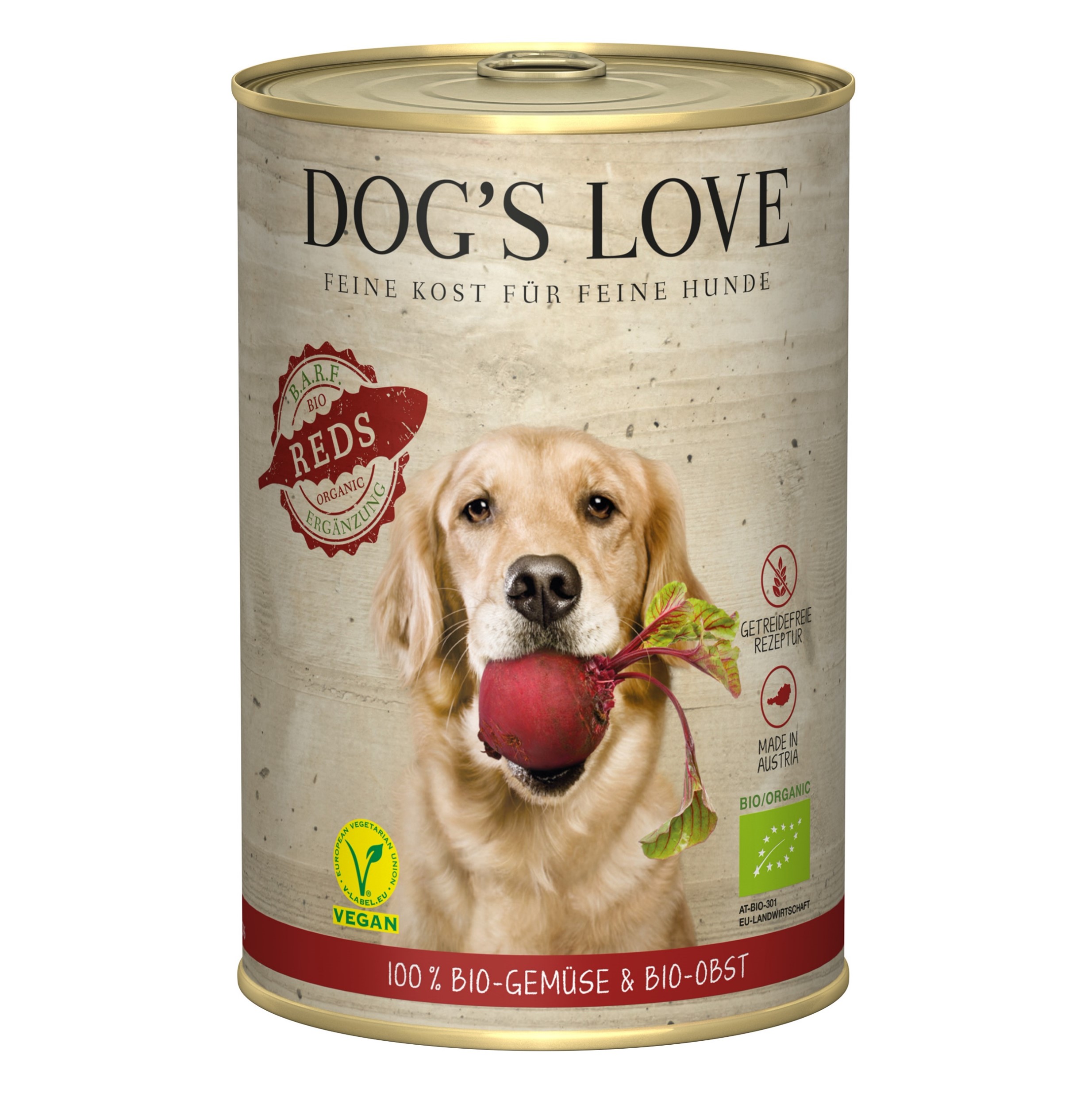 DOG'S LOVE: Lata de comida húmeda - Verdura y fruta