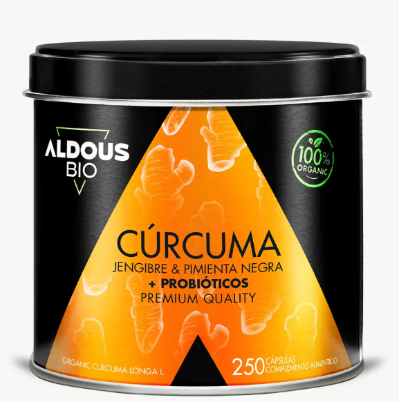 ALDOUS: Cúrcuma ecológica con jengibre, pimienta negra y probióticos