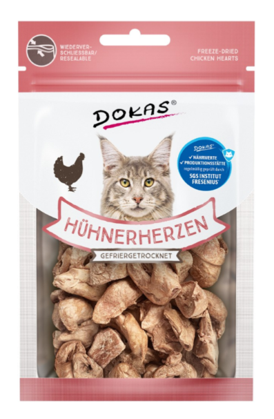 DOKAS: Corazones liofilizados de pollo